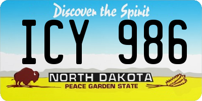 ND license plate ICY986