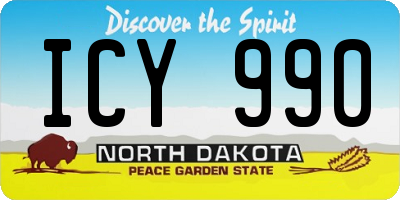 ND license plate ICY990