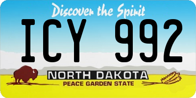 ND license plate ICY992