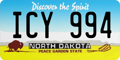 ND license plate ICY994