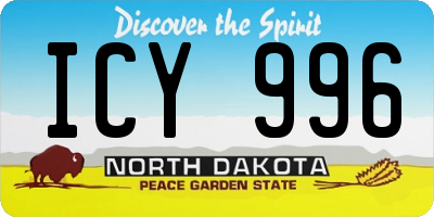 ND license plate ICY996
