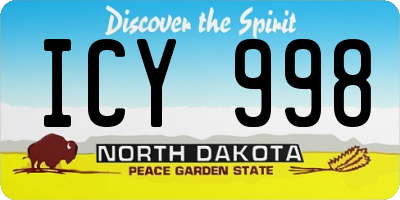 ND license plate ICY998