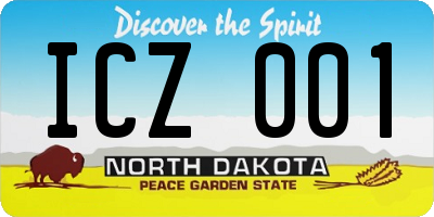 ND license plate ICZ001