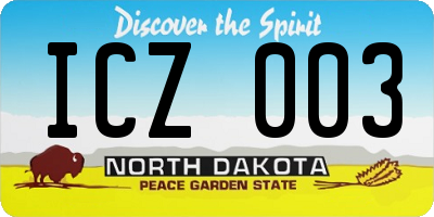 ND license plate ICZ003