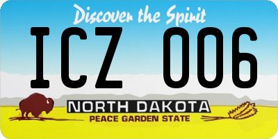 ND license plate ICZ006