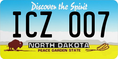ND license plate ICZ007