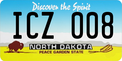 ND license plate ICZ008