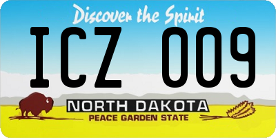ND license plate ICZ009