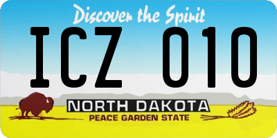 ND license plate ICZ010