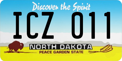 ND license plate ICZ011