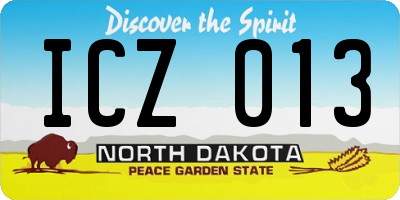 ND license plate ICZ013