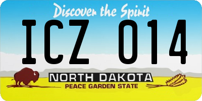 ND license plate ICZ014