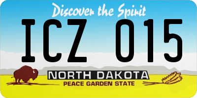 ND license plate ICZ015
