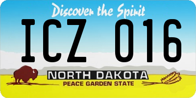 ND license plate ICZ016