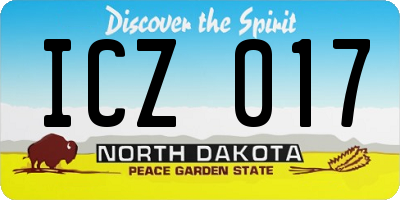 ND license plate ICZ017