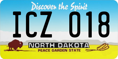 ND license plate ICZ018