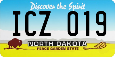 ND license plate ICZ019
