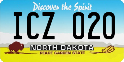 ND license plate ICZ020