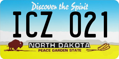 ND license plate ICZ021