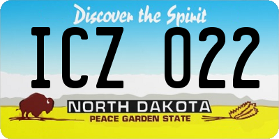ND license plate ICZ022