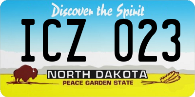 ND license plate ICZ023