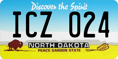 ND license plate ICZ024