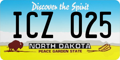 ND license plate ICZ025