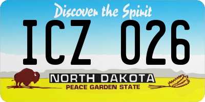 ND license plate ICZ026