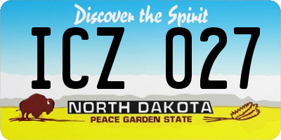 ND license plate ICZ027