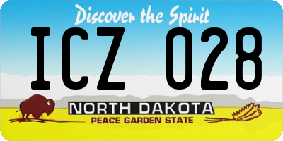 ND license plate ICZ028