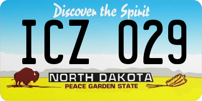 ND license plate ICZ029