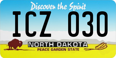 ND license plate ICZ030