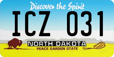 ND license plate ICZ031