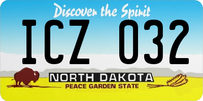 ND license plate ICZ032