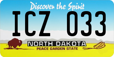 ND license plate ICZ033