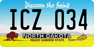 ND license plate ICZ034
