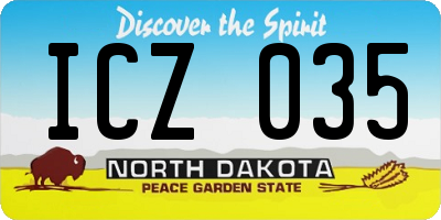 ND license plate ICZ035