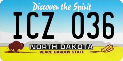 ND license plate ICZ036