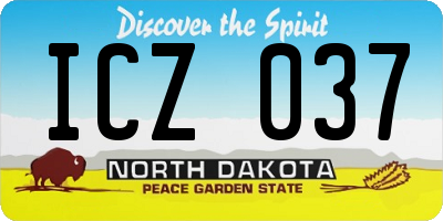 ND license plate ICZ037