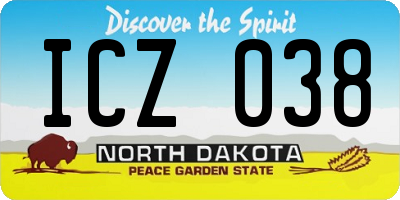 ND license plate ICZ038