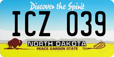 ND license plate ICZ039