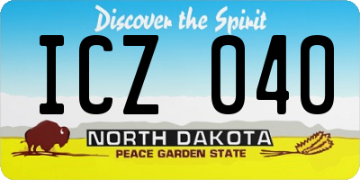 ND license plate ICZ040