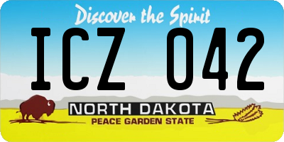 ND license plate ICZ042