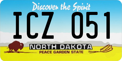 ND license plate ICZ051
