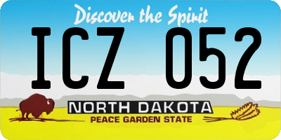 ND license plate ICZ052