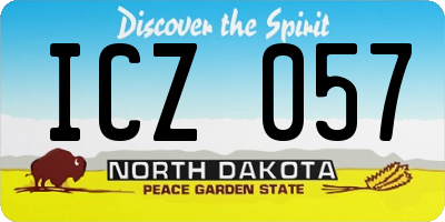 ND license plate ICZ057