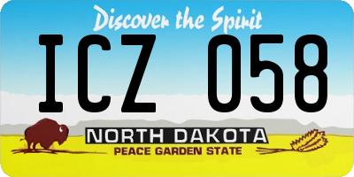 ND license plate ICZ058