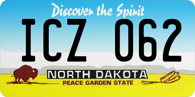ND license plate ICZ062