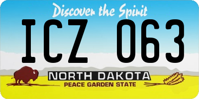 ND license plate ICZ063