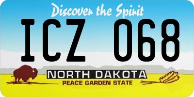 ND license plate ICZ068